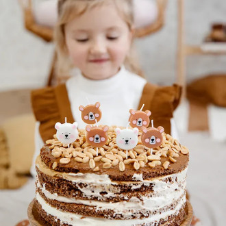 Rojstnodnevne svečke Medvedek 3 cm – 6 kosov