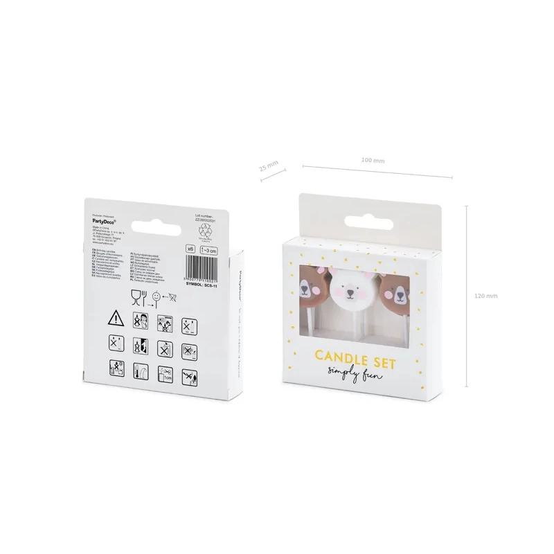Lumânări de aniversare Ursuleț 3 cm - 6 buc.