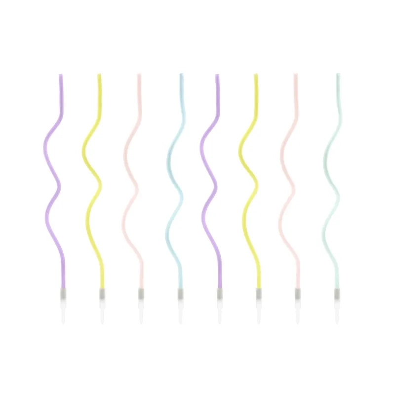 Lumânări de aniversare ondulate 14 cm, mix - 8 buc.