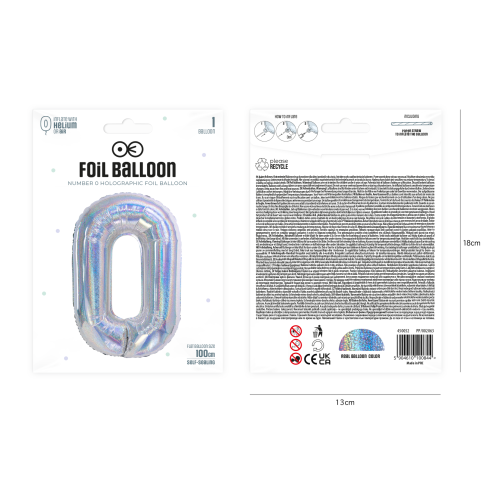 Szülinapi fózálló szám lufi 0, holografikus ezüst, 100 cm Szülinapi fózálló szám lufi 0, holografikus ezüst, 100 cm
