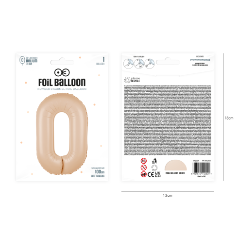 Szülinapi szám lufi 0 karamell, 100 cm Szülinapi szám lufi 0 karamell, 100 cm