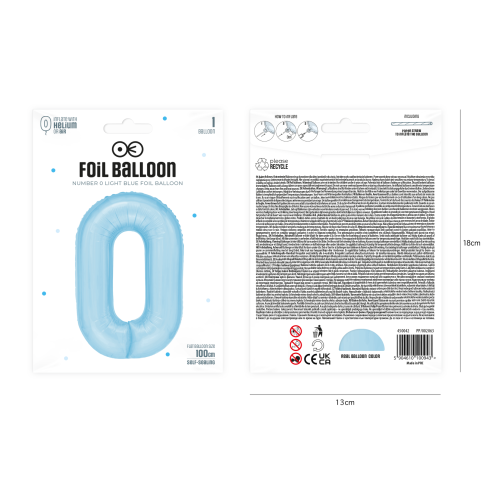 Szülinapi lufiszám 0 – égszínkék, 100 cm Szülinapi lufiszám 0 – égszínkék, 100 cm