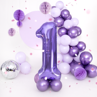 Rojstnodnevni balon številka 1, vijoličen, 100 cm