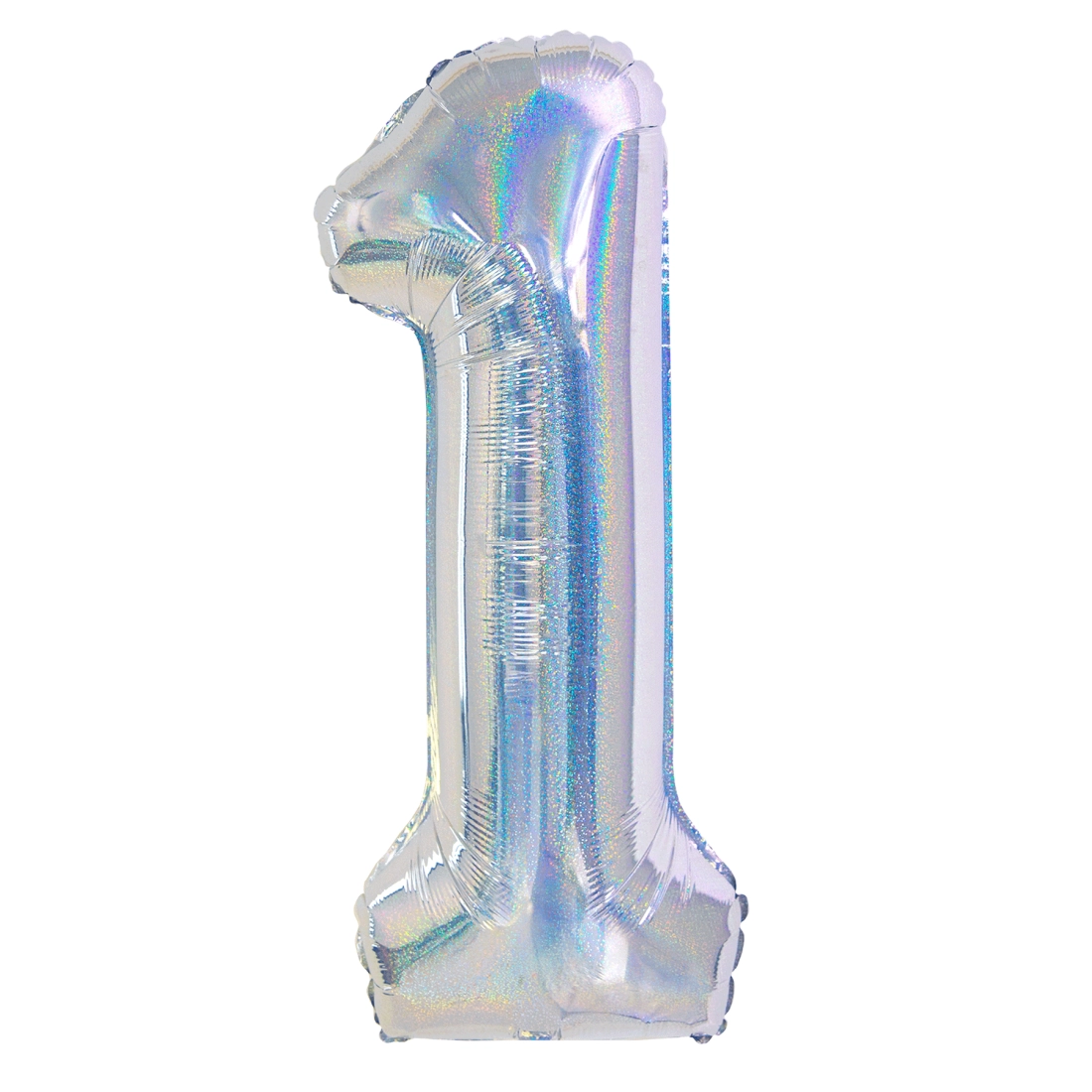 Szülinapi lufiszám 1, holografikus ezüst, 100 cm