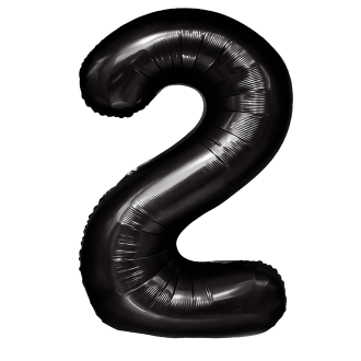 Rojstnodnevni balon številka 2, črn, 100 cm