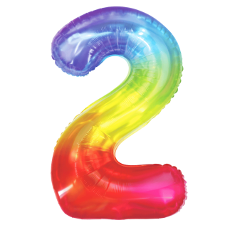 Mavrični rojstnodnevni balon številka 2, 100 cm