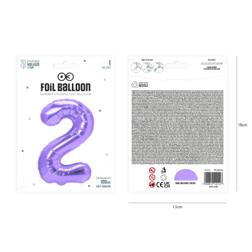 Szülinapi lufi – 2-es szám, lila, 100 cm Szülinapi lufi – 2-es szám, lila, 100 cm