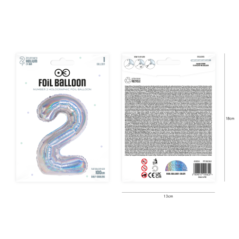 Szülinapi szám lufi 2, holografikus ezüst, 100 cm Szülinapi szám lufi 2, holografikus ezüst, 100 cm