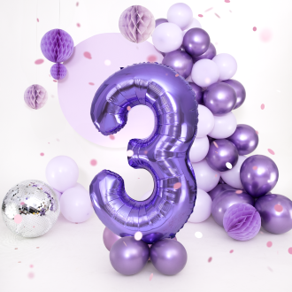 Rojstnodnevni balon številka 3 vijoličen, 100 cm