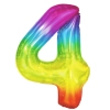 Baloan aniversar cifră 4, curcubeu, 100 cm