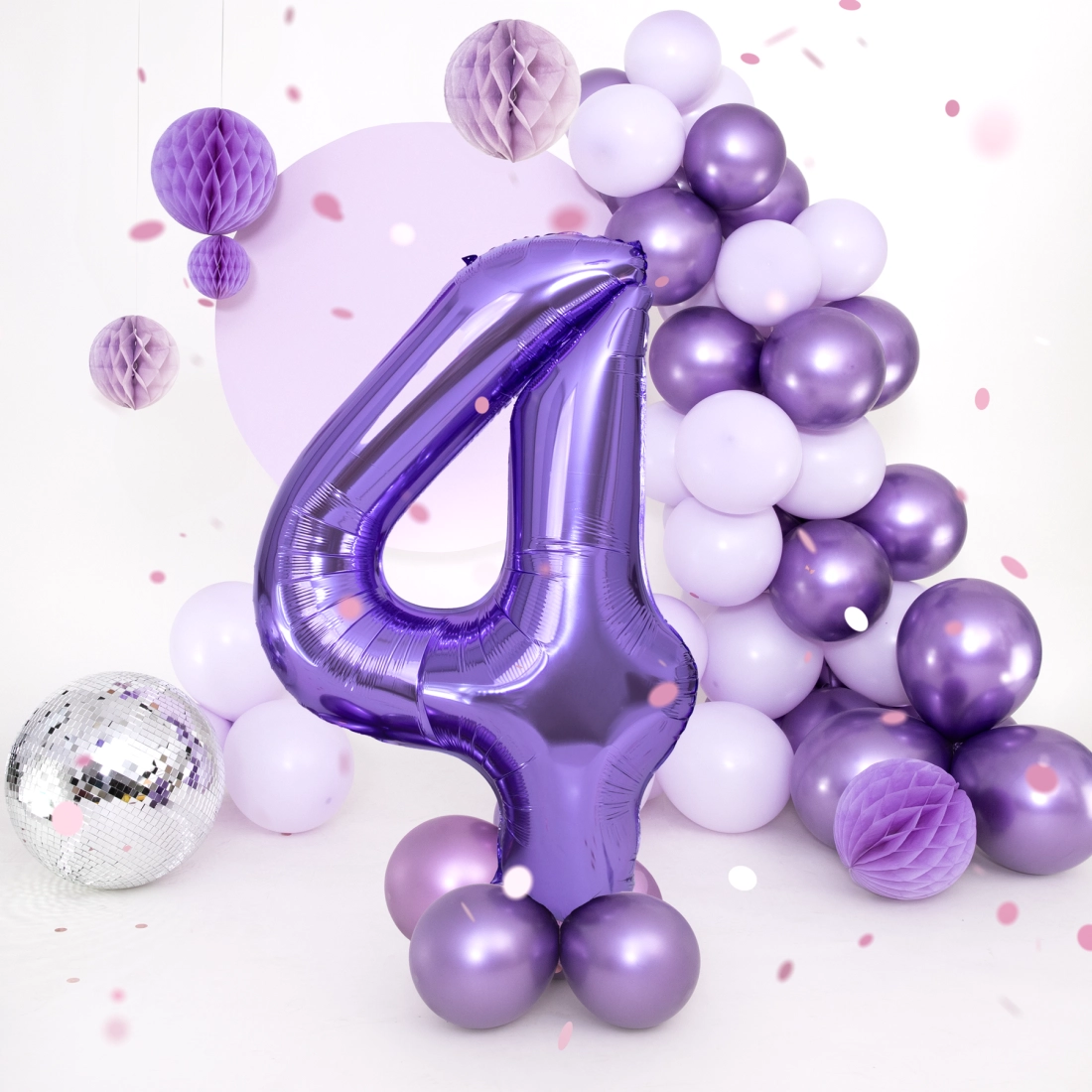 Balon aniversar cifră 4, mov, 100 cm