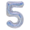 Szülinapi lufi, 5-ös szám, holografikus ezüst, 100 cm