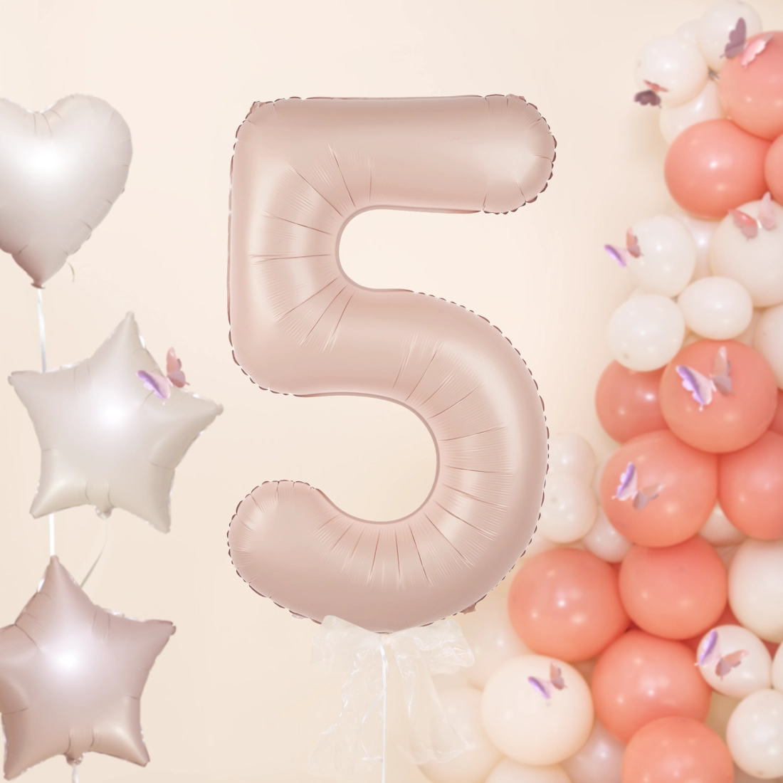 Balon aniversar cifră 5, caramel, 100 cm