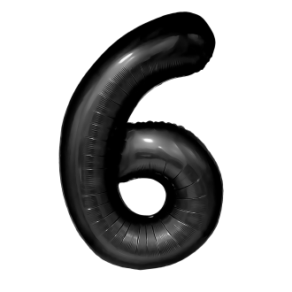 Rojstnodnevni balon številka 6, črn, 100 cm