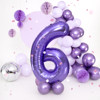 Rojstnodnevni balon številka 6 vijoličen, 100 cm