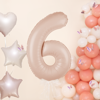 Rojstnodnevni balon številka 6 karamela, 100 cm