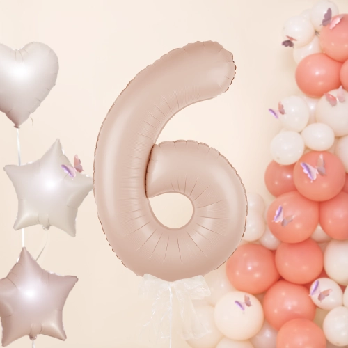 Szülinapi lufiszám 6, karamell, 100 cm