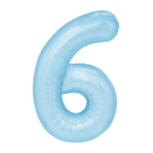 Szülinapi lufiszám 6 – égszínkék, 100 cm