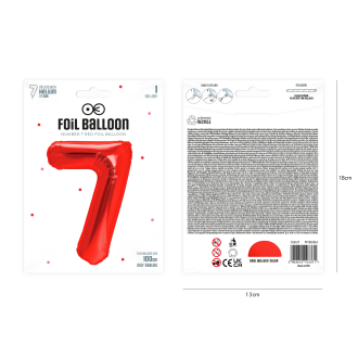 Rojstnodnevni balon številka 7, rdeč, 100 cm