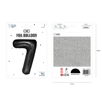 Rojstnodnevni balon številka 7, črn, 100 cm