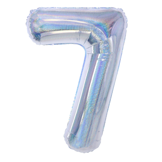 Rojstnodnevni balon številka 7, holografsko srebrn, 100 cm