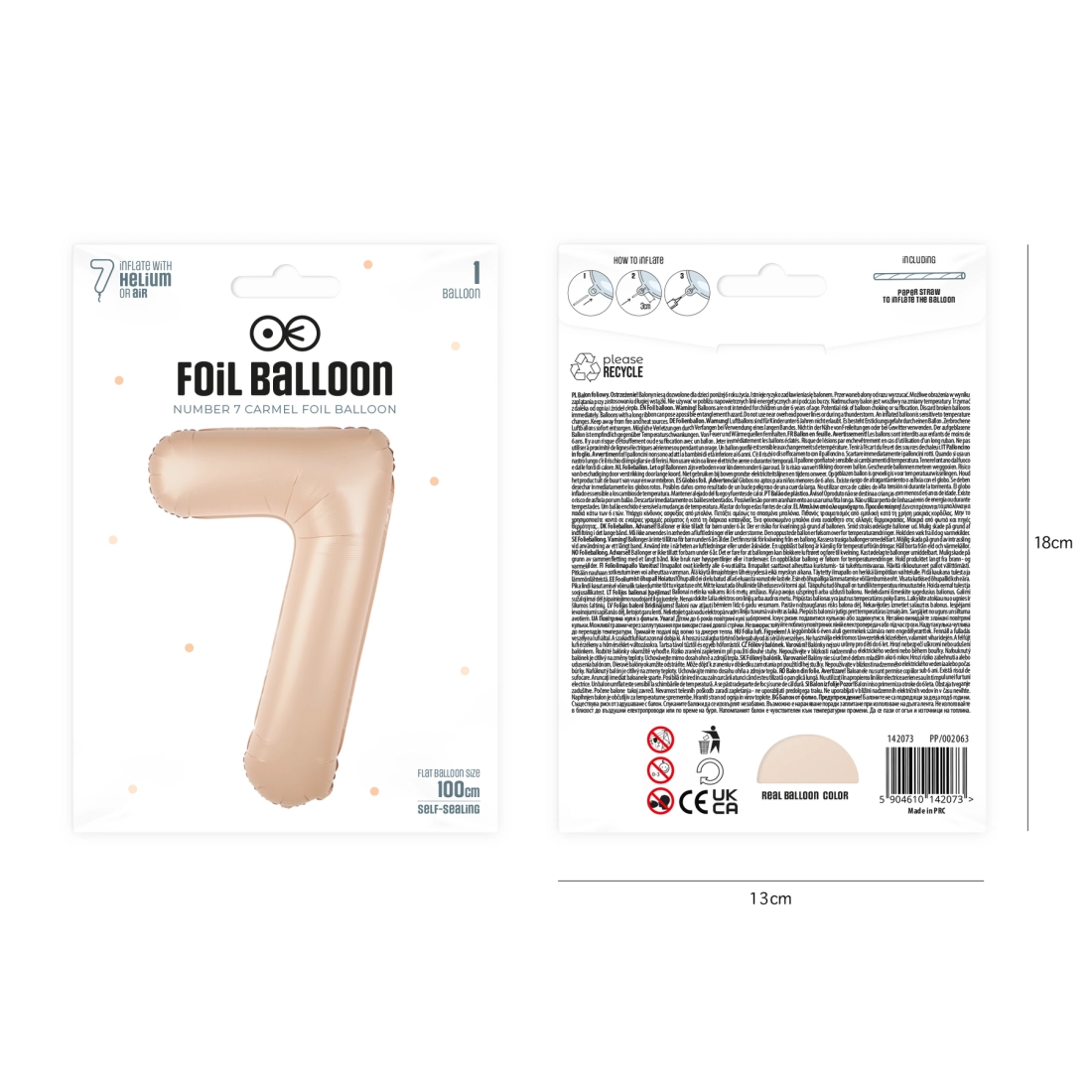 Balon aniversar cifră 7 caramel, 100 cm