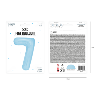 Rojstnodnevni balon številka 7 – nebeško modra, 100 cm