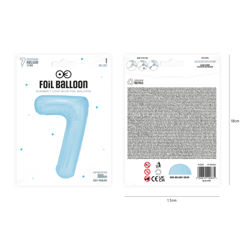 Szülinapi lufi 7-es szám – égszínkék, 100 cm Szülinapi lufi 7-es szám – égszínkék, 100 cm