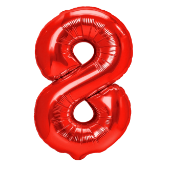 Rdeč rojstnodnevni balon številka 8, 100 cm