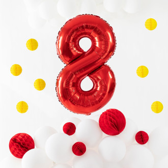 Rdeč rojstnodnevni balon številka 8, 100 cm
