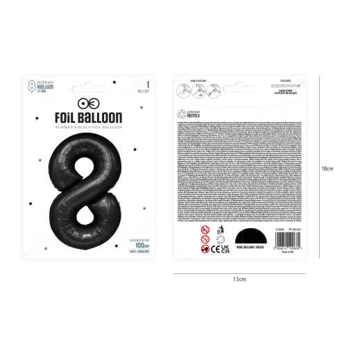 Szülinapi fekete 8-as lufi, 100 cm Szülinapi fekete 8-as lufi, 100 cm