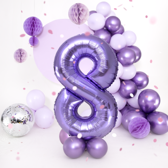 Rojstnodnevni balon številka 8, vijoličen, 100 cm