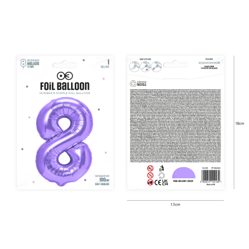 Szülinapi lufi 8-as szám, lila, 100 cm Szülinapi lufi 8-as szám, lila, 100 cm