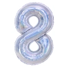 Szülinapi lufiszám 8, holografikus ezüst, 100 cm