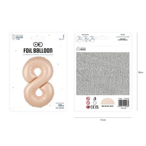 Szülinapi fólia lufiszám 8, karamell, 100 cm Szülinapi fólia lufiszám 8, karamell, 100 cm
