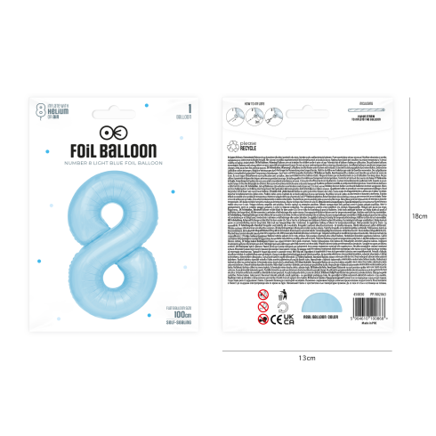 Szülinapi szám lufi 8 – égszínkék, 100 cm Szülinapi szám lufi 8 – égszínkék, 100 cm