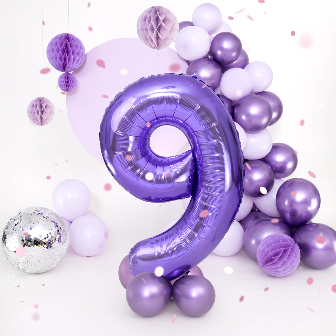Balon aniversar cifră 9, mov, 100 cm