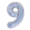 Balon aniversar cifră 9, holografic argintiu, 100 cm