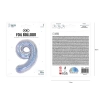 Balon aniversar cifră 9, holografic argintiu, 100 cm