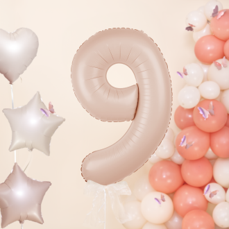 Rojstnodnevni balon številka 9, karamela, 100 cm