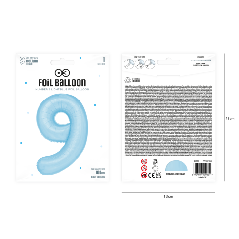 Szülinapi szám lufi 9 – égszínkék, 100 cm Szülinapi szám lufi 9 – égszínkék, 100 cm