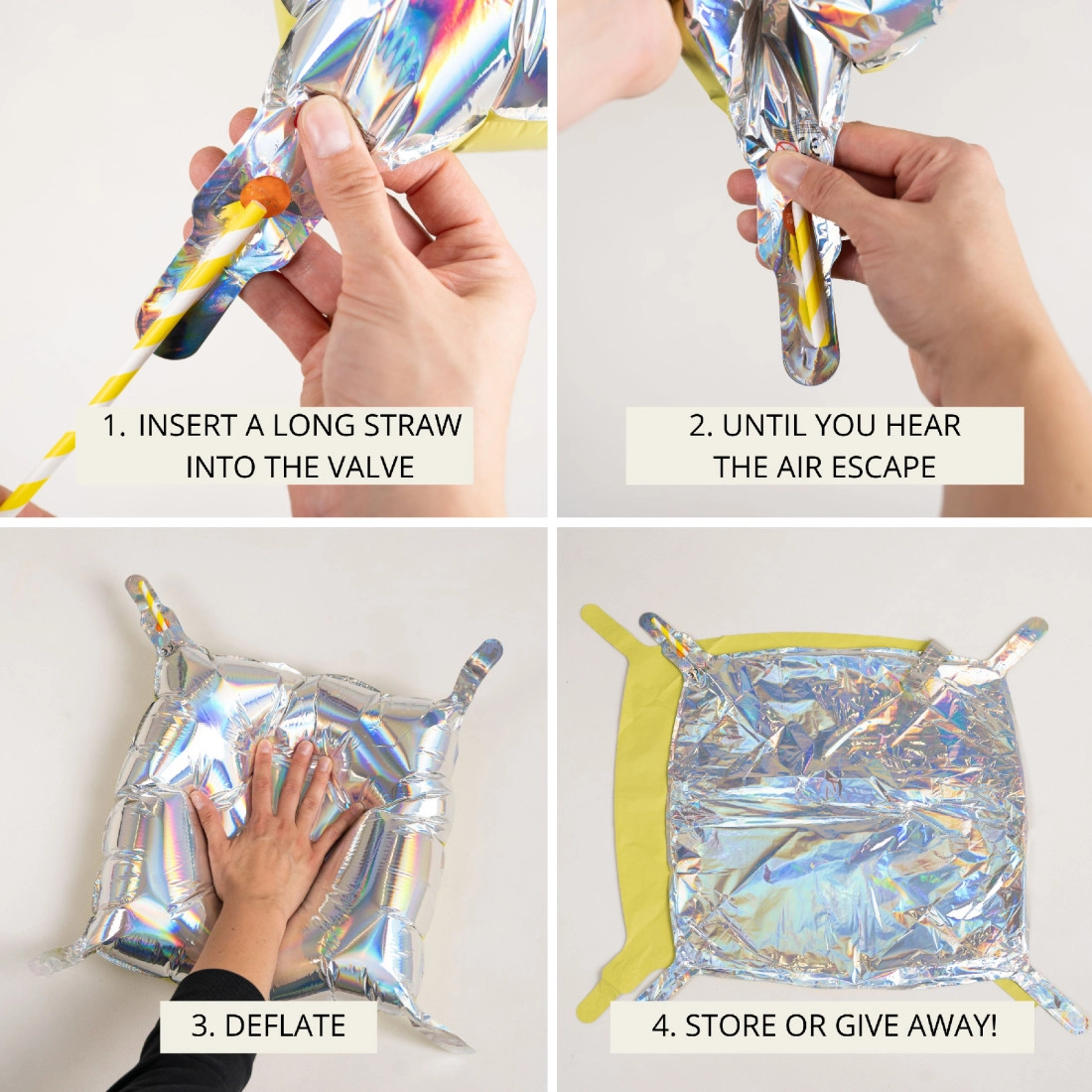 Ghirlandă cu baloane din folie, dublă față, 35x35 cm, bej-albastru, 4 buc.