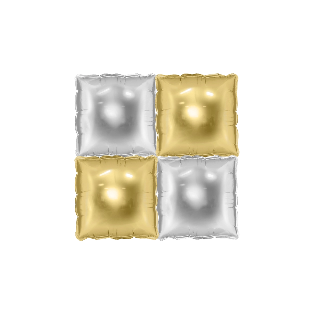 Decor din baloane folie, față-verso, auriu-argintiu, 35x35 cm, 4 buc.
