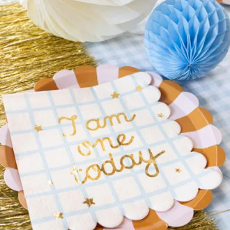 Prtički I am one today Medvedek – bež, 33 × 33 cm