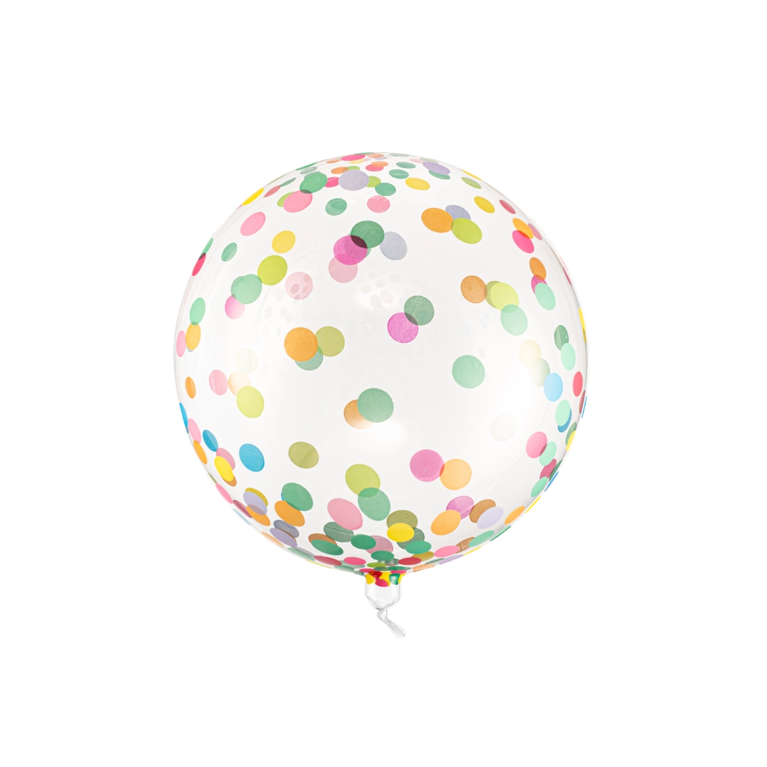 Balon rotund transparent din folie BOBO cu buline colorate 40 cm