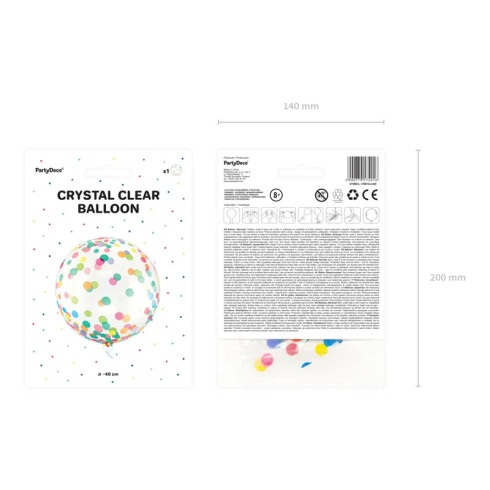 Okrogel prozoren balon iz folije bobo z barvnimi pikami 40 cm