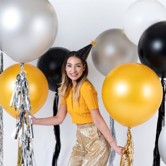 Okrogli veliki balon 60 cm – kovinsko srebrn