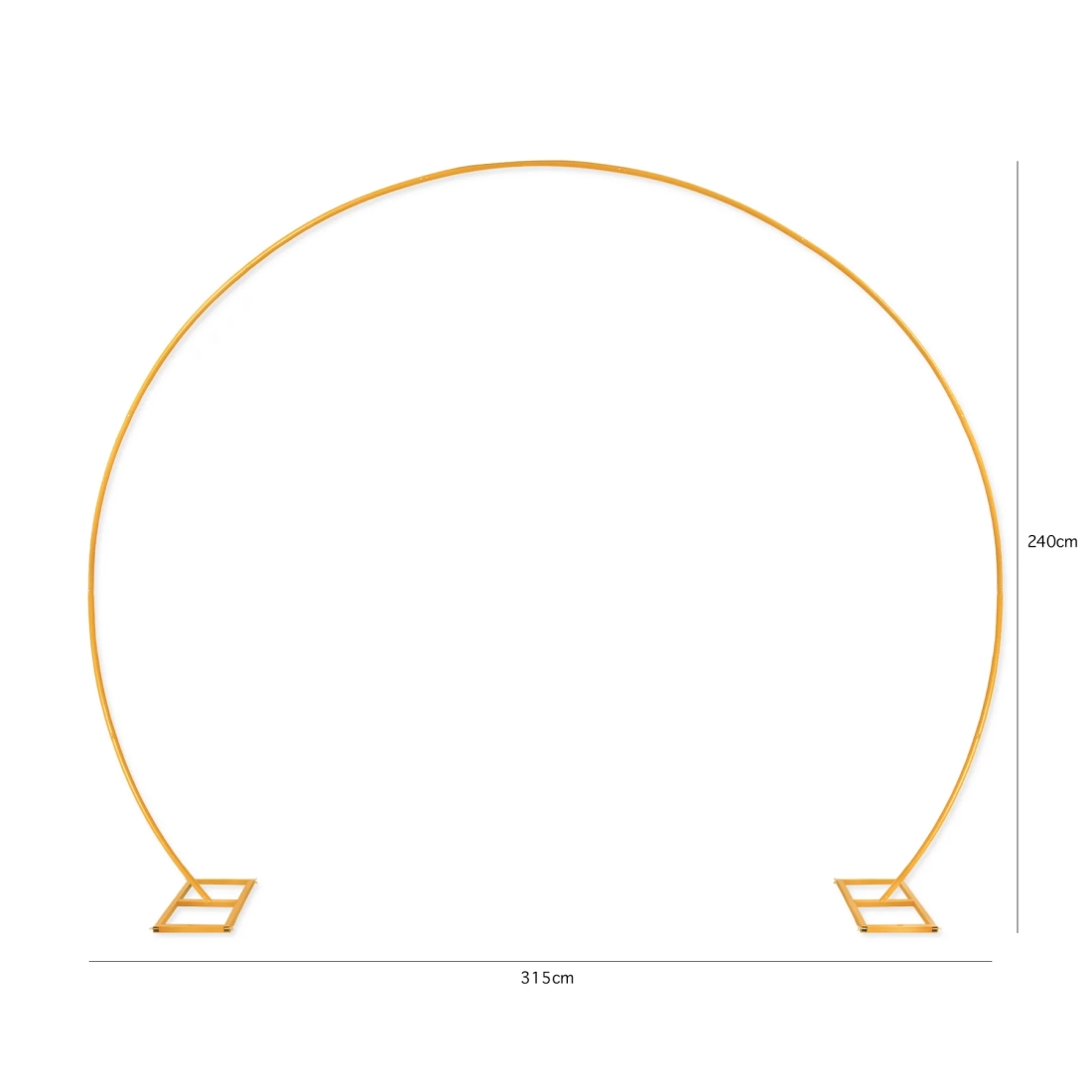 Kerek arany lufitartó állvány – dekoratív ív 315 x 240 cm