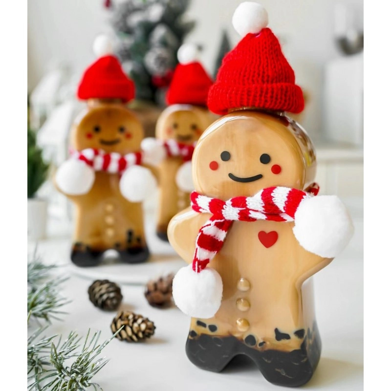 Ozdobná fľaša Perníček s červeným šálom na likér 350ml