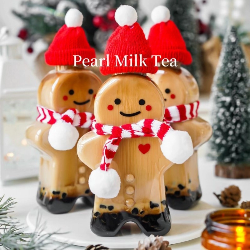 Ozdobná fľaša Perníček s červeným šálom na likér 350ml